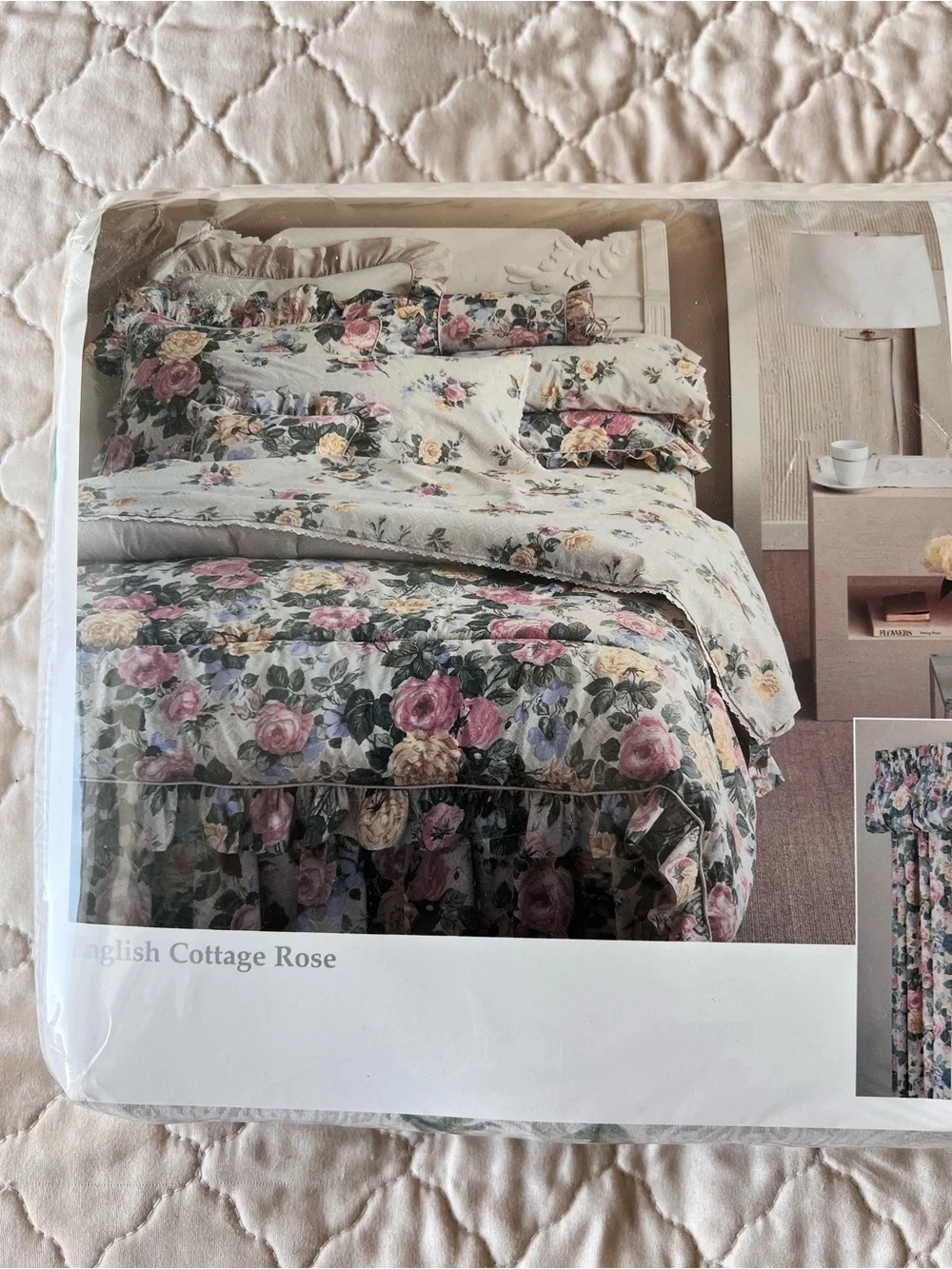 Vintage Jessica McClintock English Cottage Rose Floral Twin Sheet Set Cotton 210